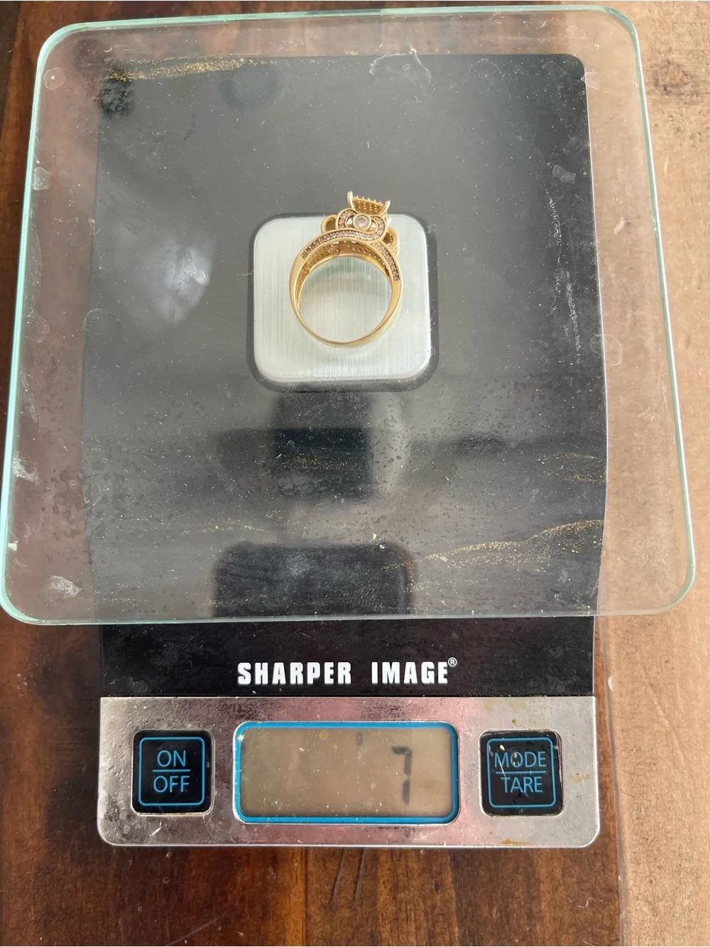 Sharper Image Gold Pavé Square-Top Statement Ring